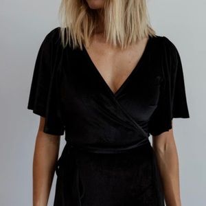 BALTIC BORN Black Velvet Wrap Dress 🖤 NWT